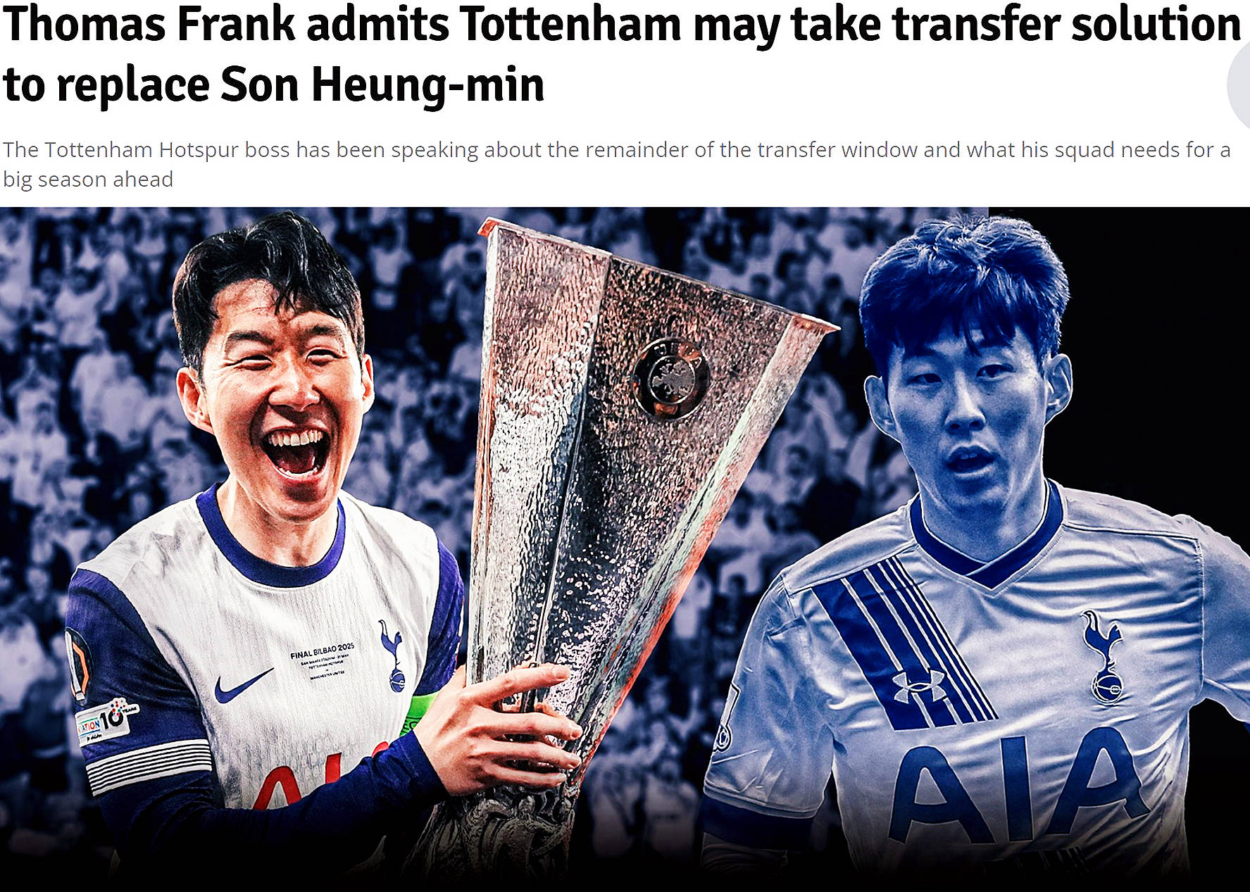 弗兰克:热刺需要通过转会 来解决孙兴慜离队的难题